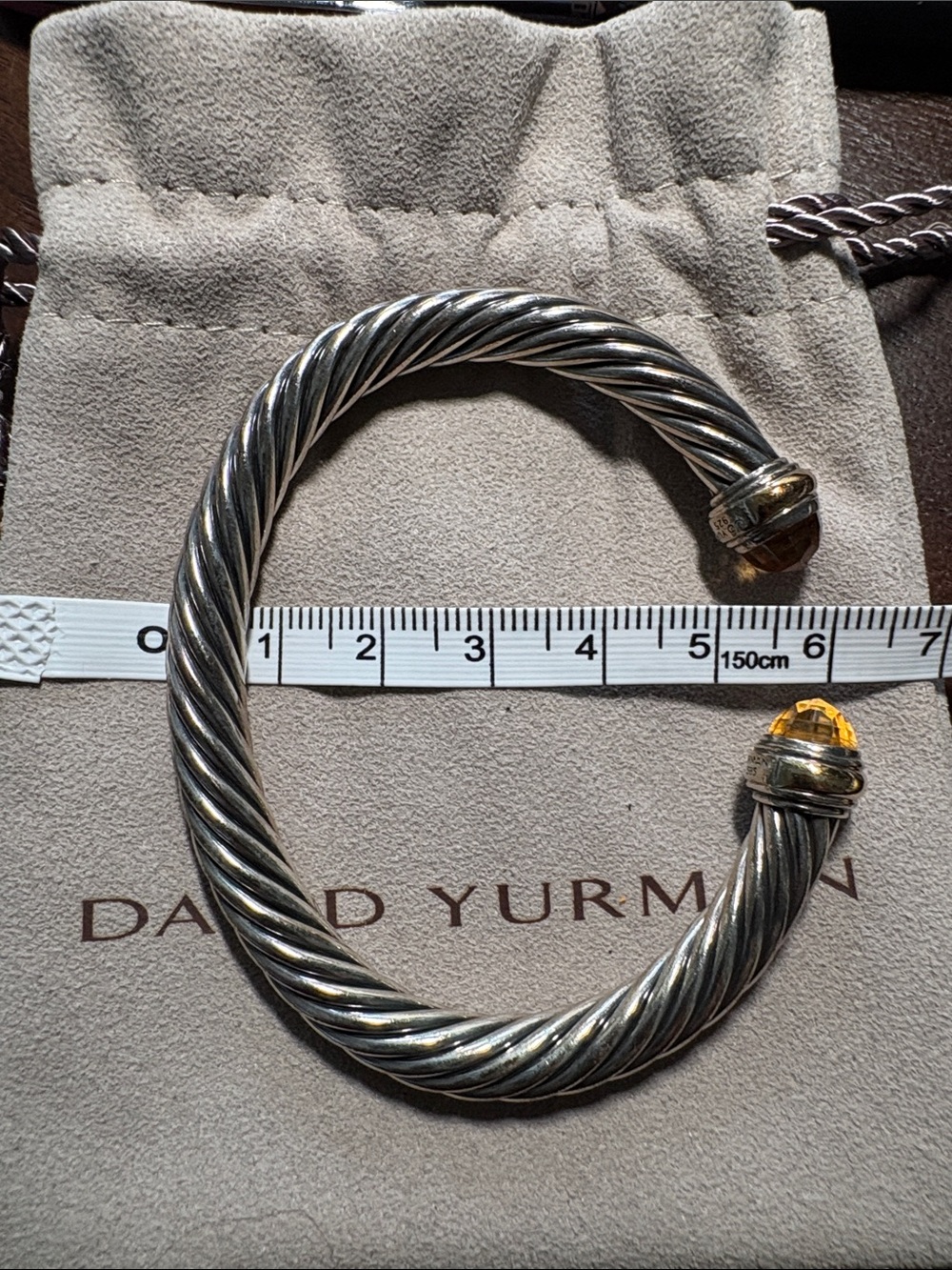 David Yurman Sterling Cable Cuff Citrine Terminal Silver Yellow reasonable offer - Picture 4 of 14